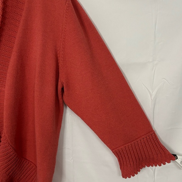 Nine West Salmon Pink Front Tie Scalloped Edge Cardigan Sweater 2X (20W/22W) - Picture 9 of 16